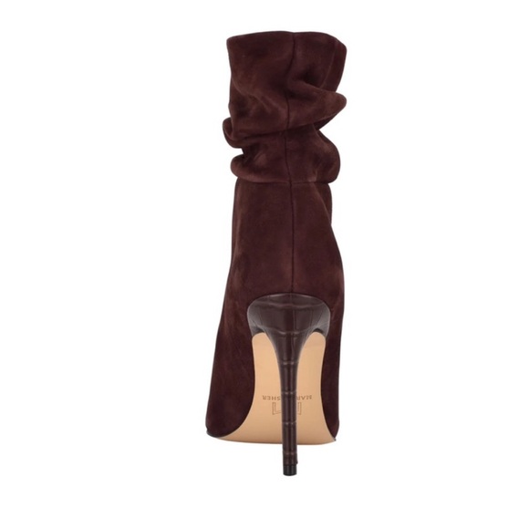 NEW Marc Fisher RAYYA Slouch Mid Calf Dress Pointy Toe Suede Ruched Booties - Picture 3 of 6